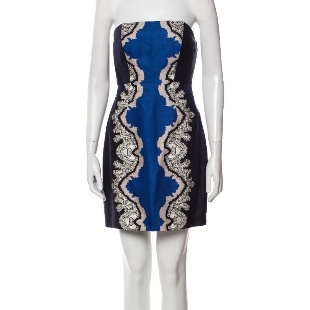 Tibi Elegant Blue Strapless Dress